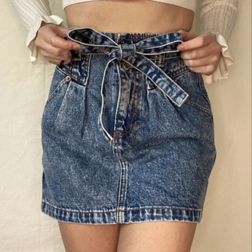 Vintage Abercrombie & Fitch Blue Denim Mini Skirt 12